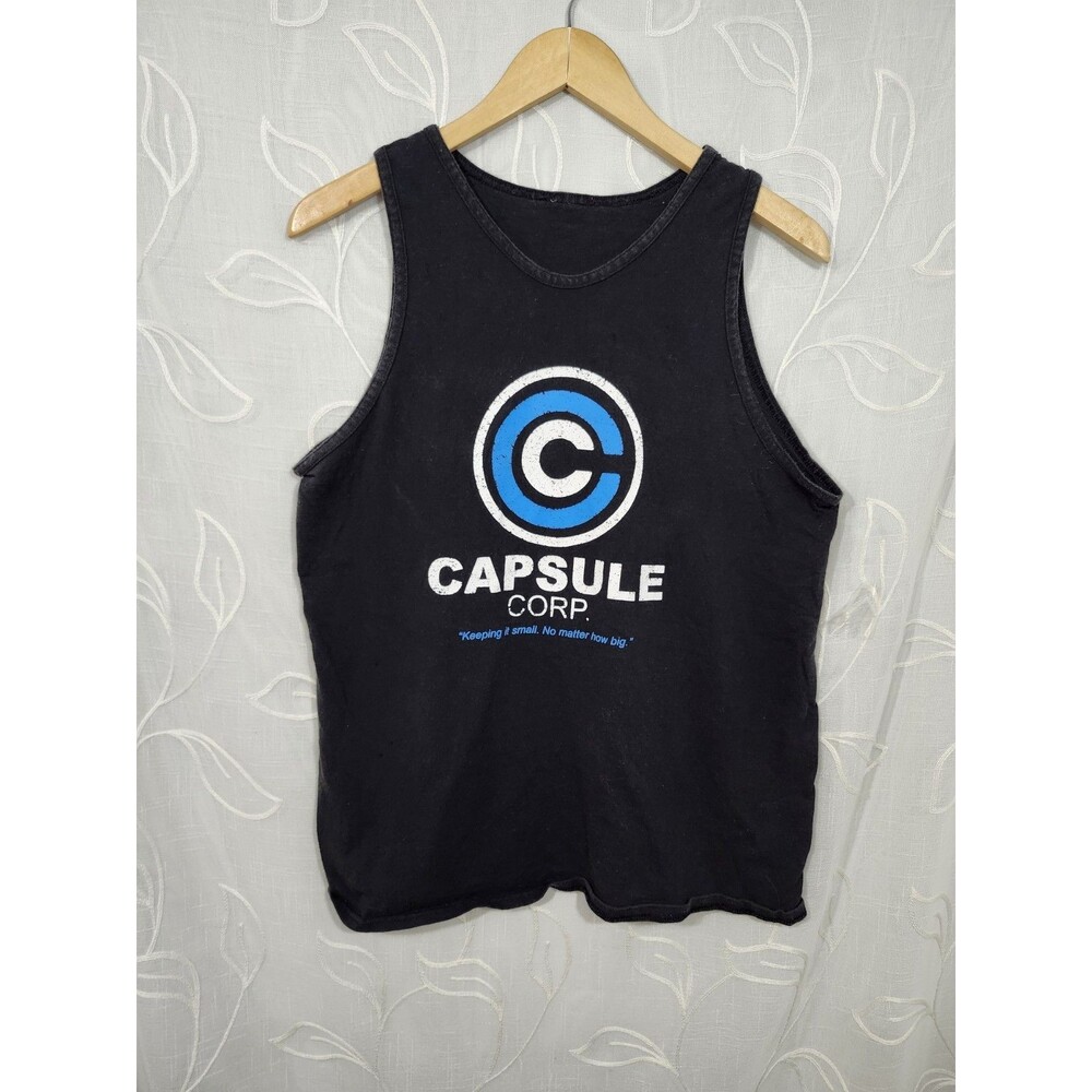 Dragon Ball Z Capsule Corp Tank Top Mens Small Black Sleeveless Anime Graphic